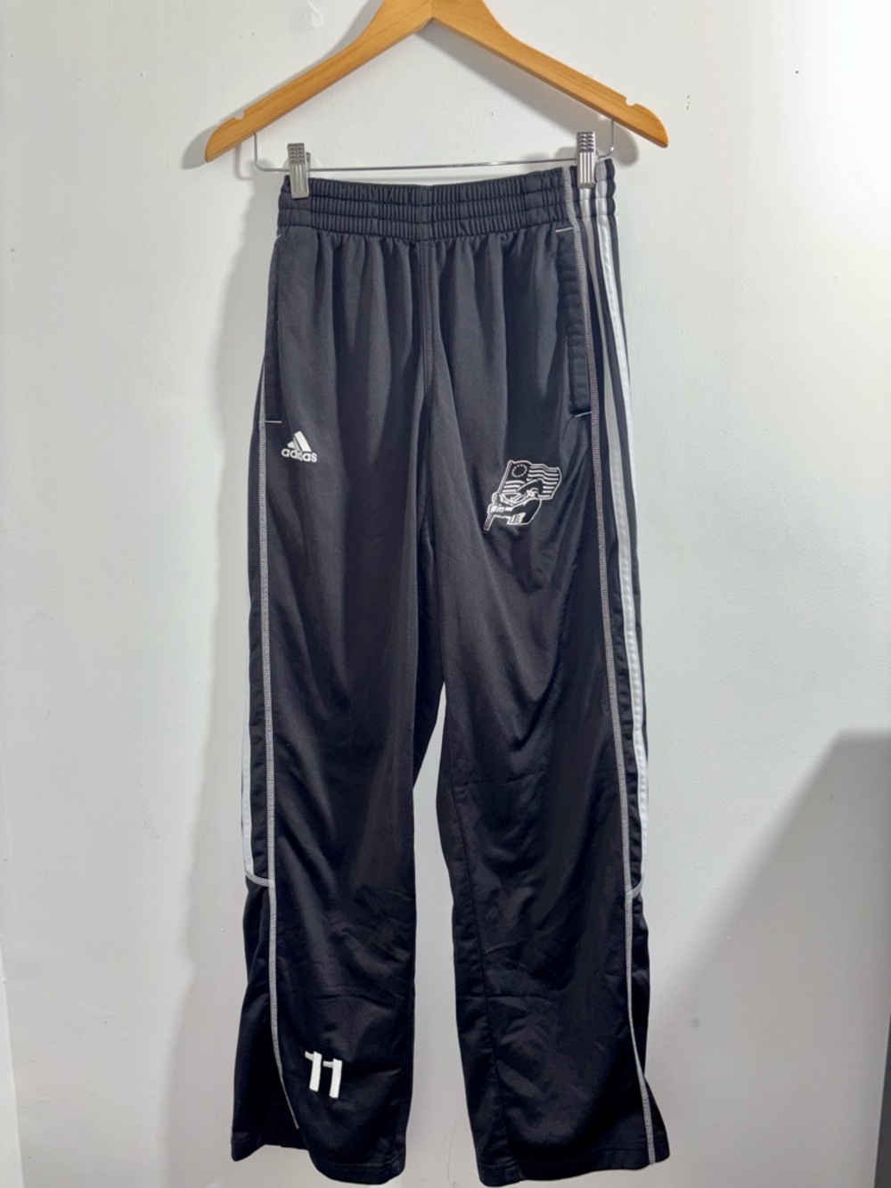 adidas Black Track Pants with White Side Stripes